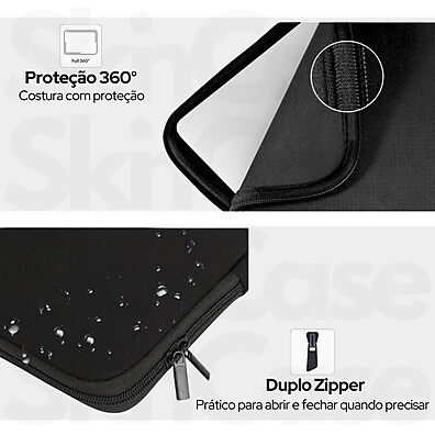 Capa para Notebook 11'' a 15'' Preto Neoprene Slim Premium