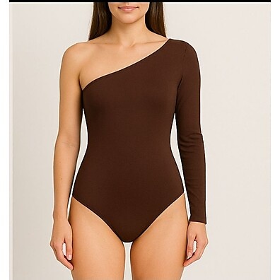 Body Feminino Manga Longa Um Ombro Só Premium