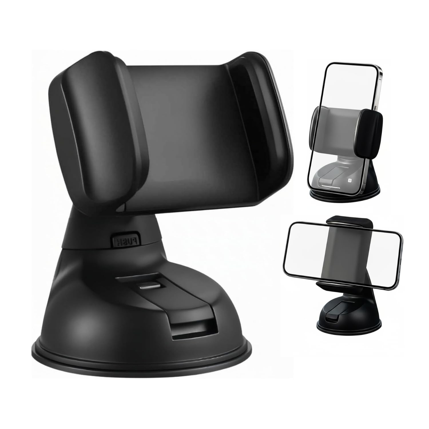 Suporte Veicular Universal 360° para Celular e GPS: Fixação Premium no Painel/Vidro com Trava Automática e Antivibração