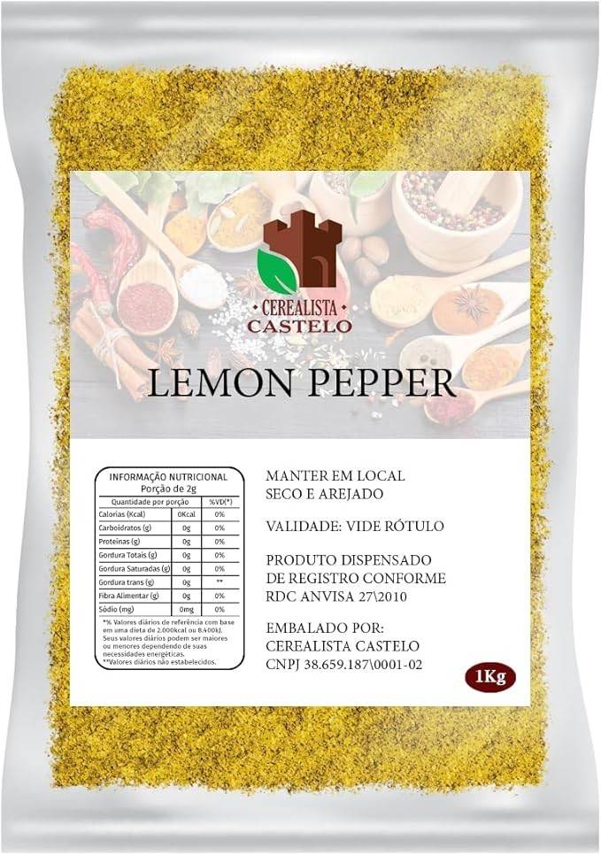 Lemon Pepper Tempero 1kg Premium Cerealista Castelo