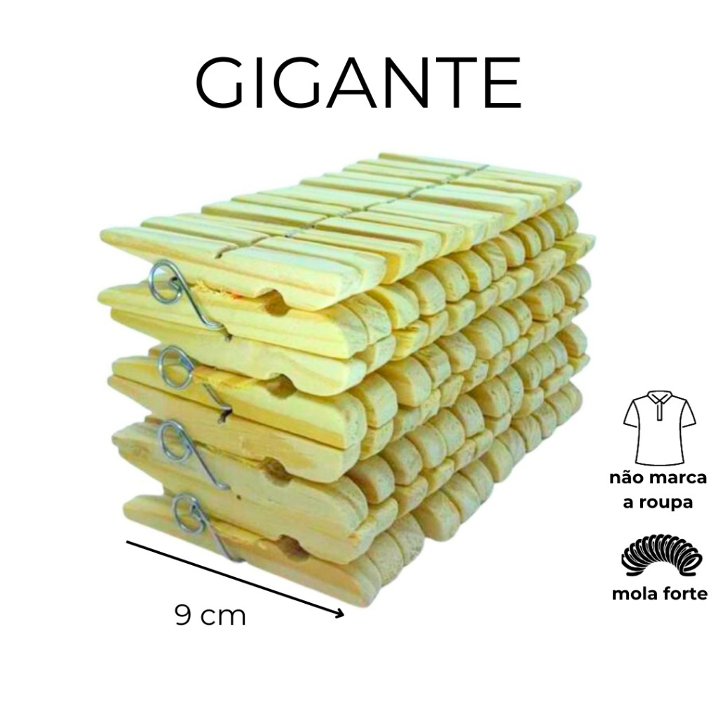 Prendedor de Roupas Gigante 120 Unidades – Resistente e Prático