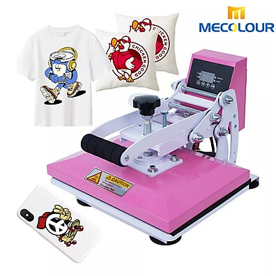Prensa Térmica Sublimadora Plana 23x30cm – Rosa e Branco 110V/220V Mecolour