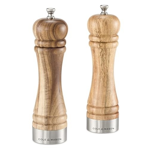 Cole & Mason Conjunto De Presente Camden Traditional Acacia 7" - Moinhos Cozinha Com Moagem Ajustável, Moedor Que Realça O Sabor, Sal E Pimenta Para Uma Experiência Suave