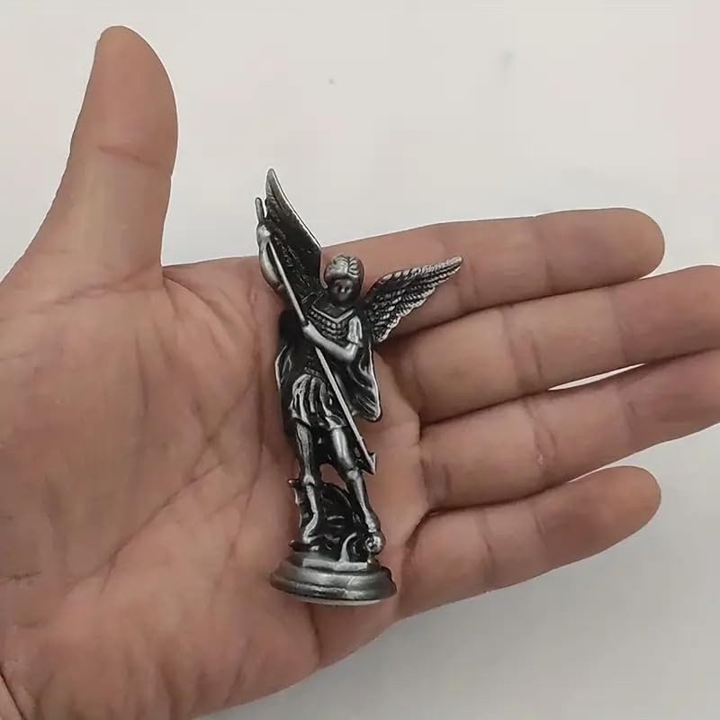 Estátua de Santo Arcanjo em Liga de Zinco - Decoração Religiosa Elegante para Mesa e Presente