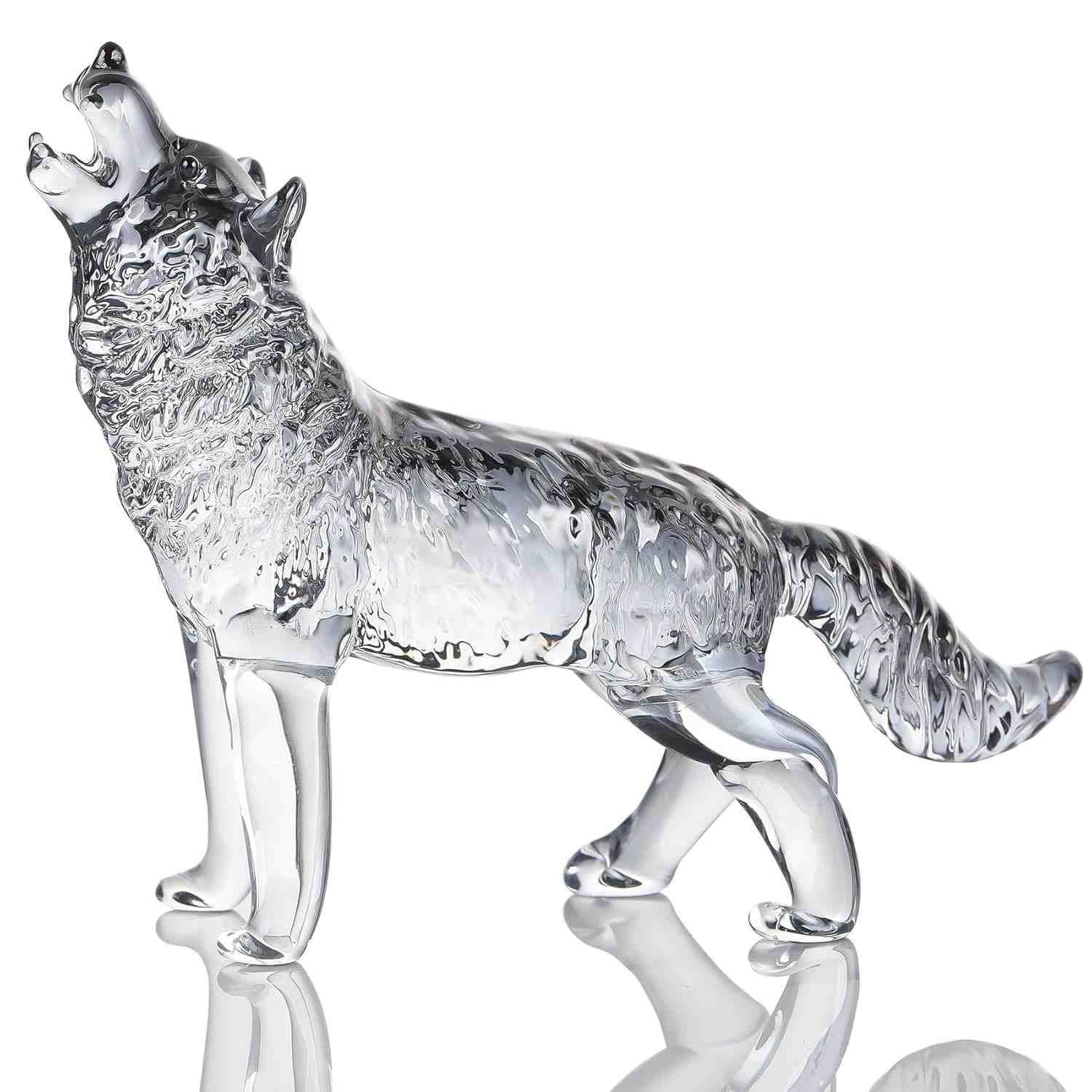 Estátua de Lobo em Cristal K9 - Presente Simbólico e Decorativo para Amantes de Animais