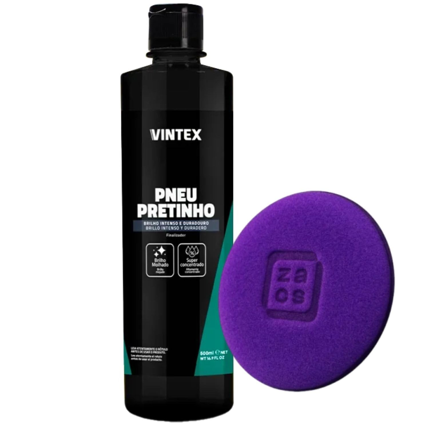 Vintex Pneu Pretinho 500ml: Brilho Intenso e Duradouro com Aplicador Profissional