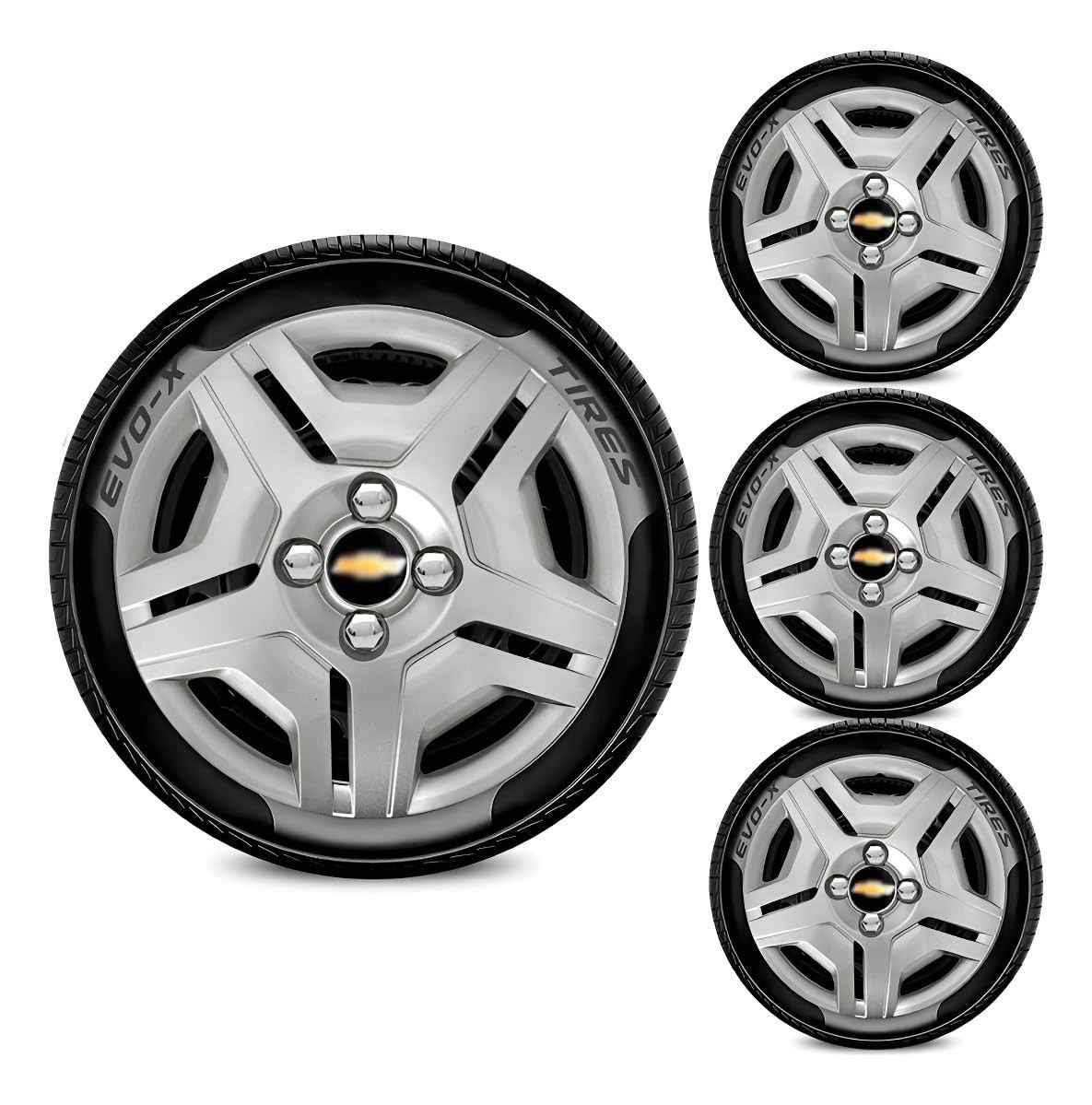 Jogo de Calotas Aro 14 4x100 Design Corsa com Emblema Preto - Renove Seu Carro!