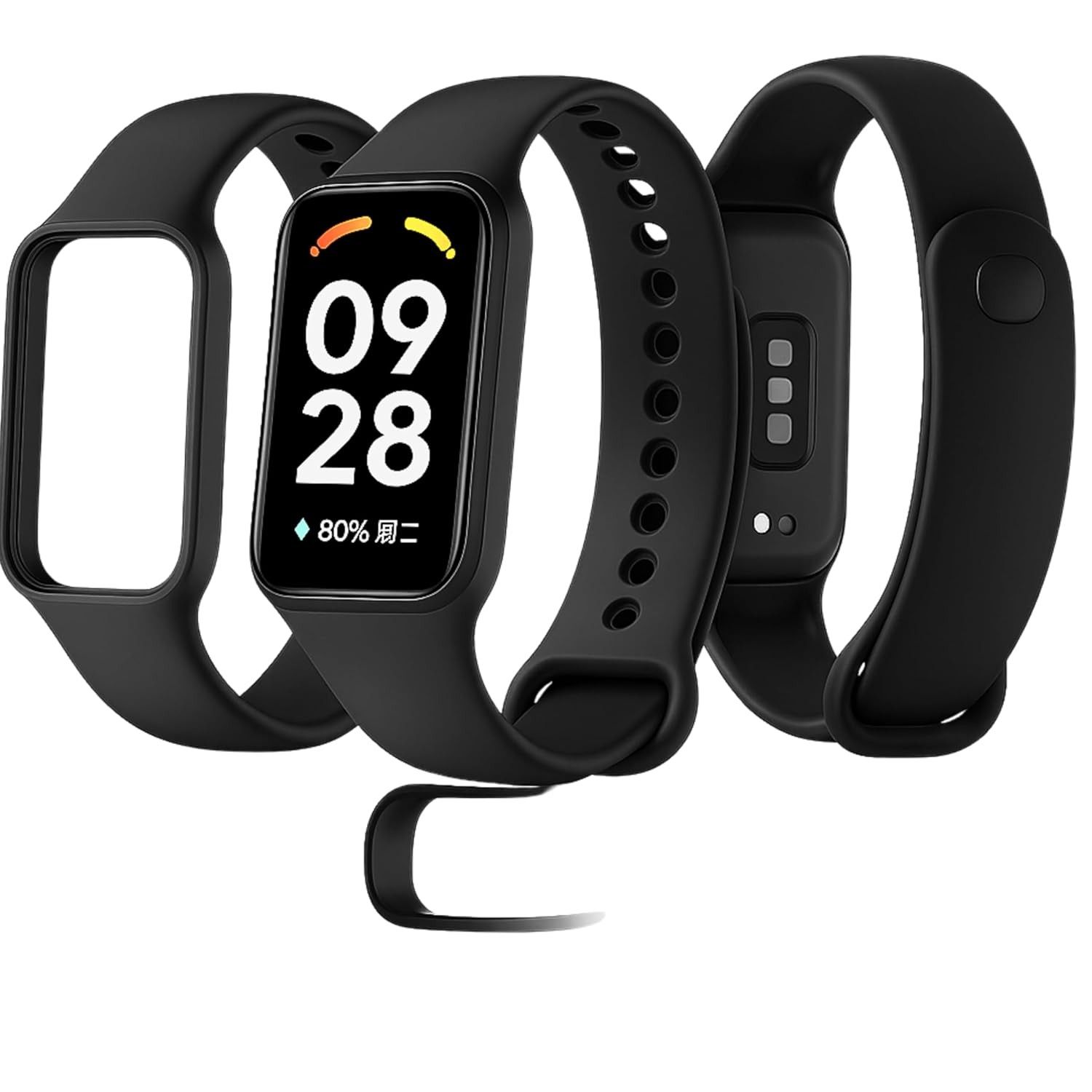 Pulseira para MI Band 8 Active Preto Bracelete em Silicone TPU Regulavel Macia Confortavel e Regulagem para Vários Tamanhos