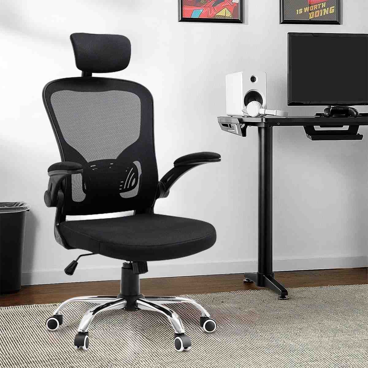 Cadeira Ergonômica de Escritório com Estofado Mesh Premium - Preto Profundo