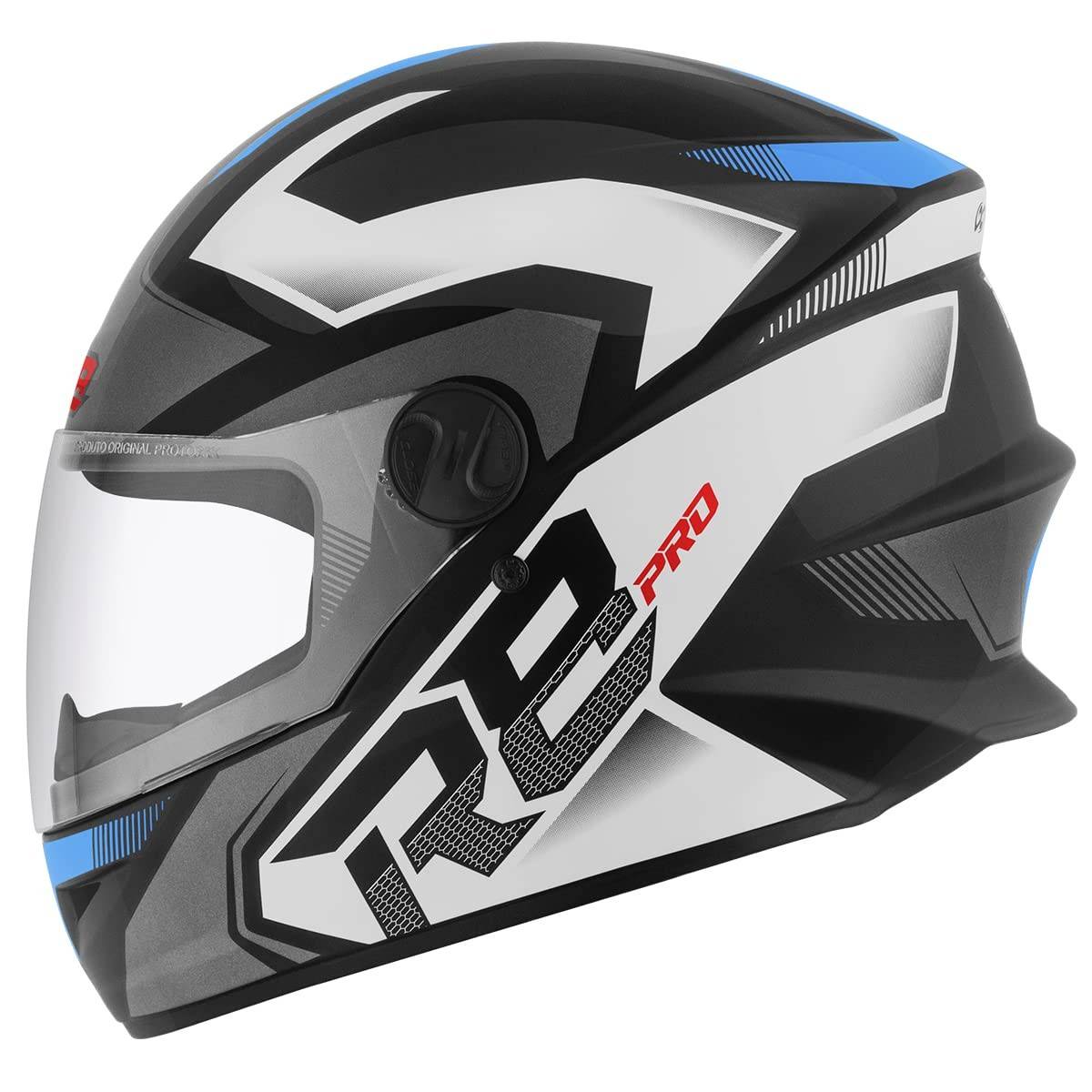 Capacete Fechado Pro Tork R8 Pro Brilhante Preto e Azul - Segurança e Estilo para Sua Pilotagem