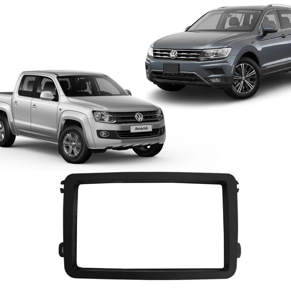 Moldura 1 e 2 Din Preto para Amarok, Fox, Passat, Gol G7 e Jetta - Encaixe Perfeito