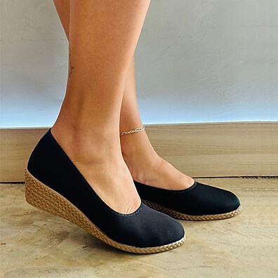Anabela Espadrille: Conforto & Estilo em Preto