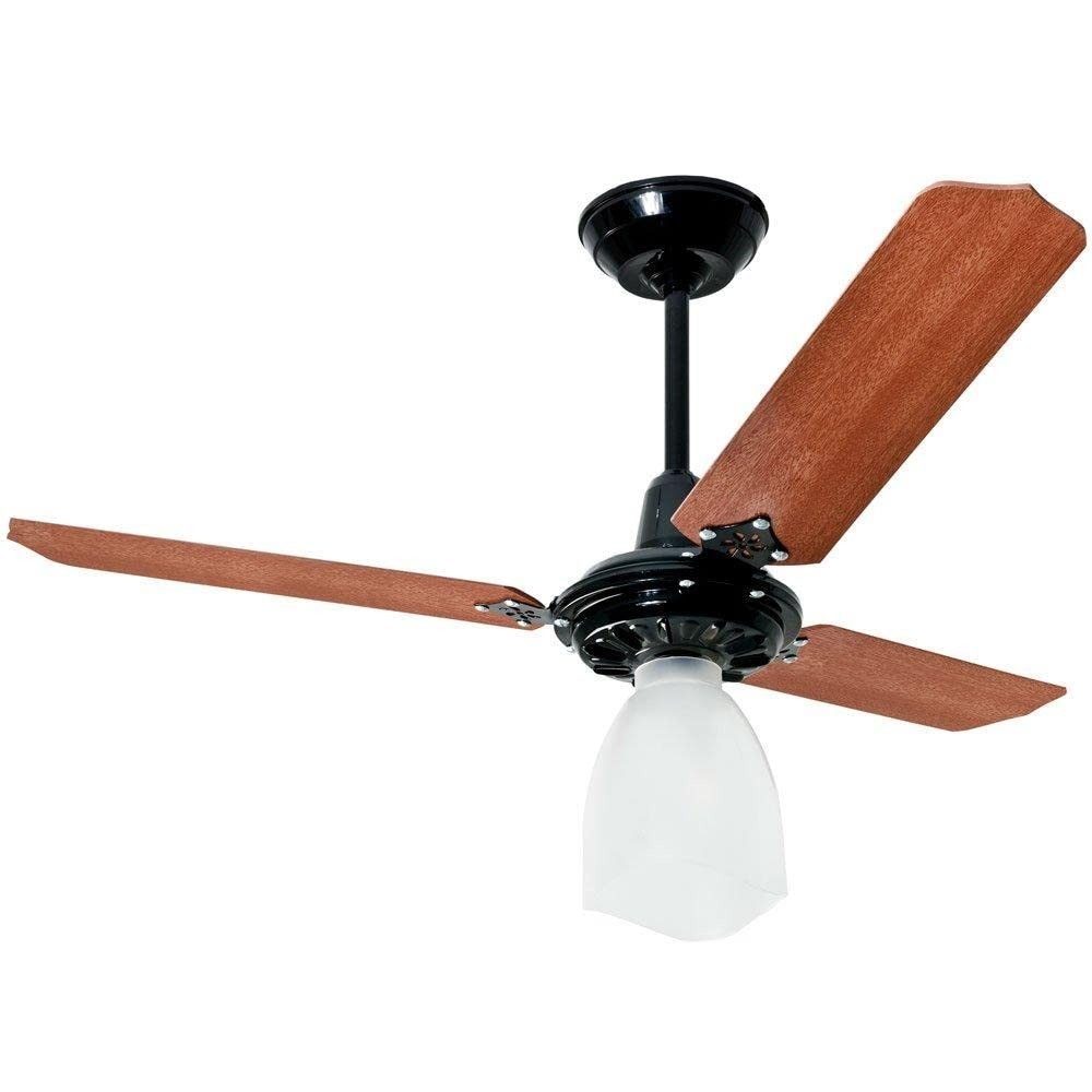 Ventilador de Teto Lumi 127V Preto LorenSID com Pás Mogno MDF – Estilo e Refrescância no Ambiente