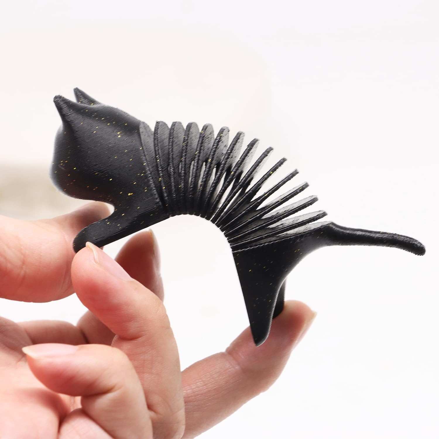 Estatueta de Gato Preto 3D Flexível - Decoração Moderna para Mesa e Escritório