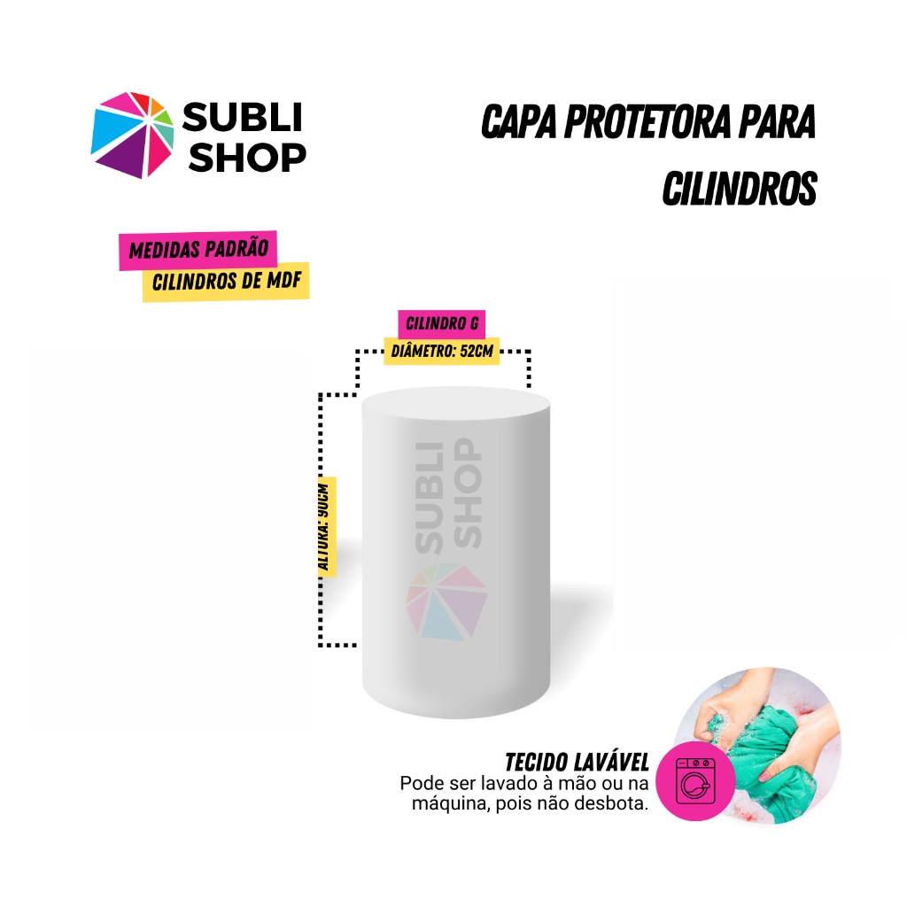Capa Protetora para Cilindros Sublimada Fundo Preto