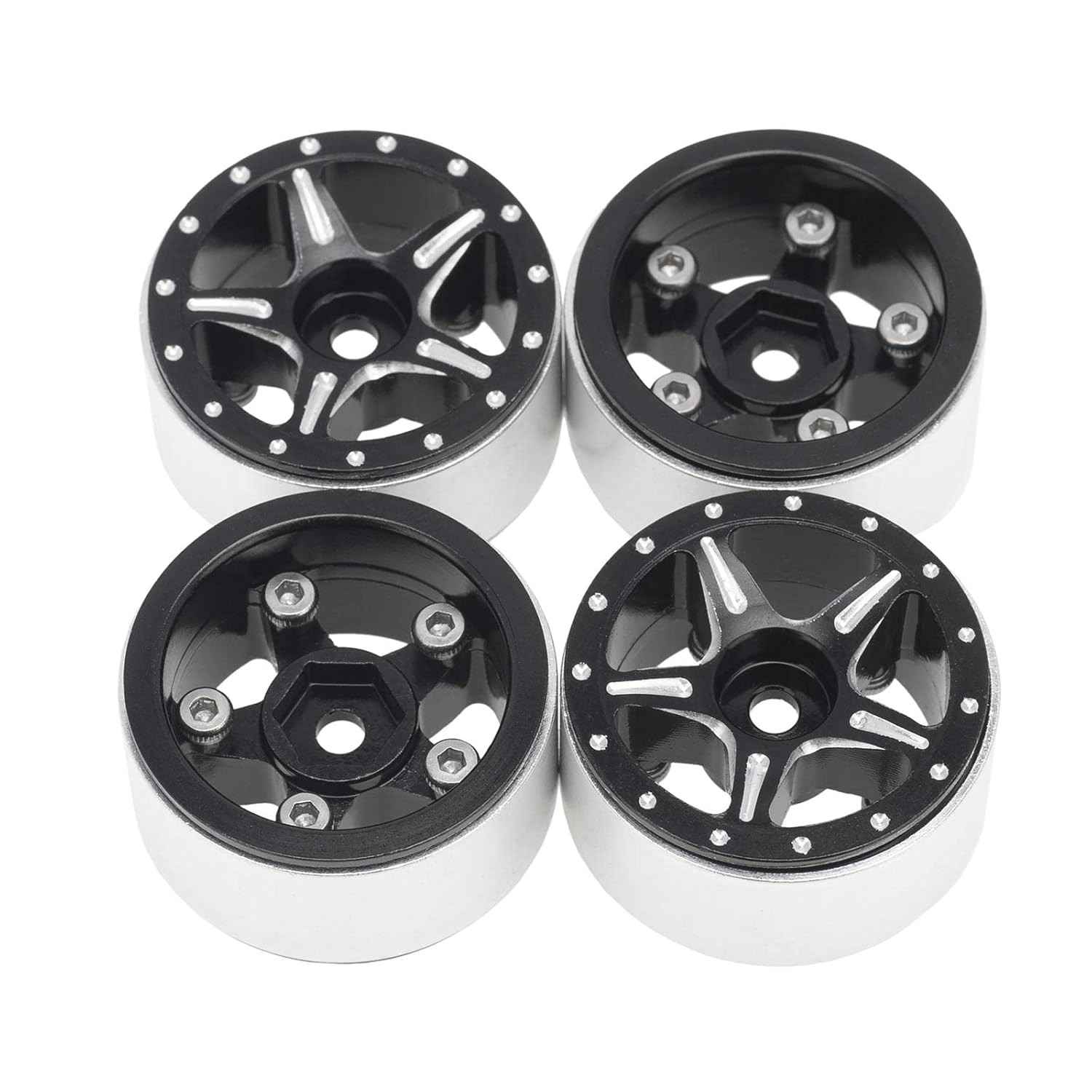Rodas de Metal Premium para SCX24 90081 Crawler - Upgrade Preto Durável