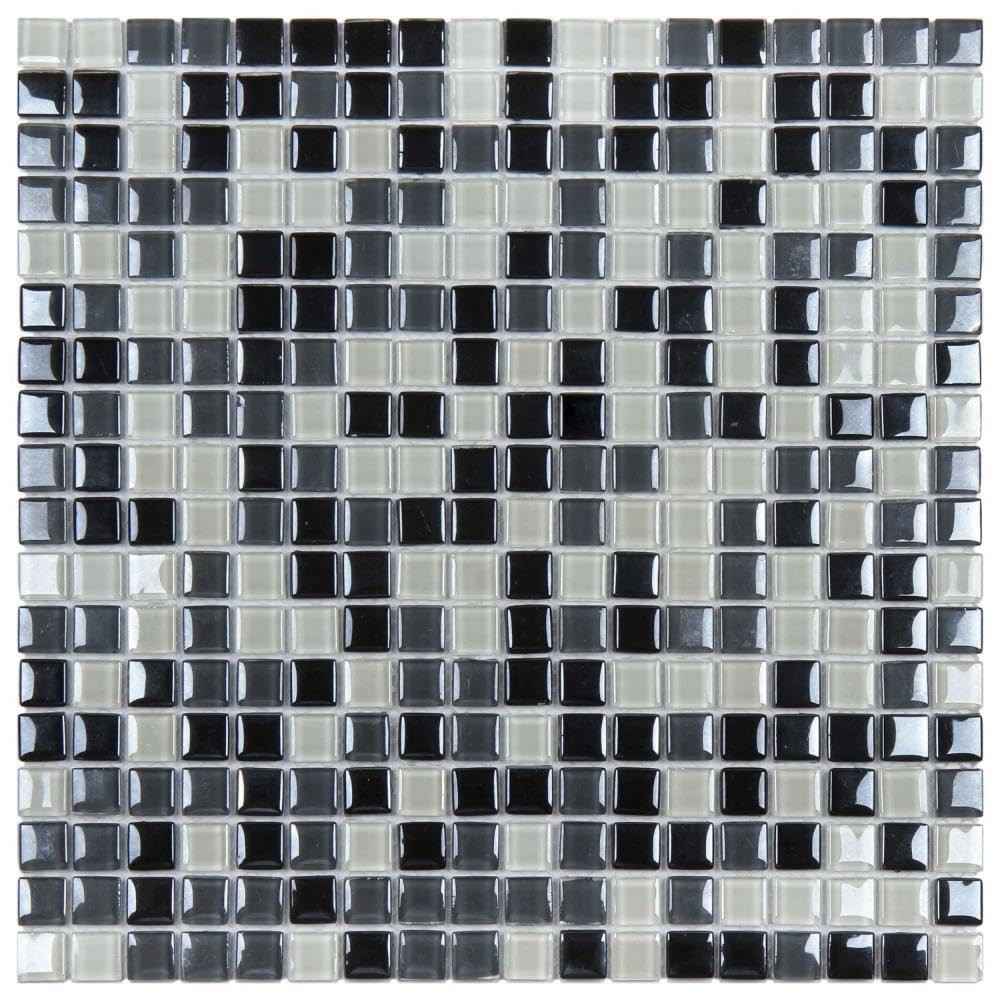 Pastilha de Vidro Miscelânea Metal 30x30cm 1,5x1,5 cm - Preto/Branco/Cinza