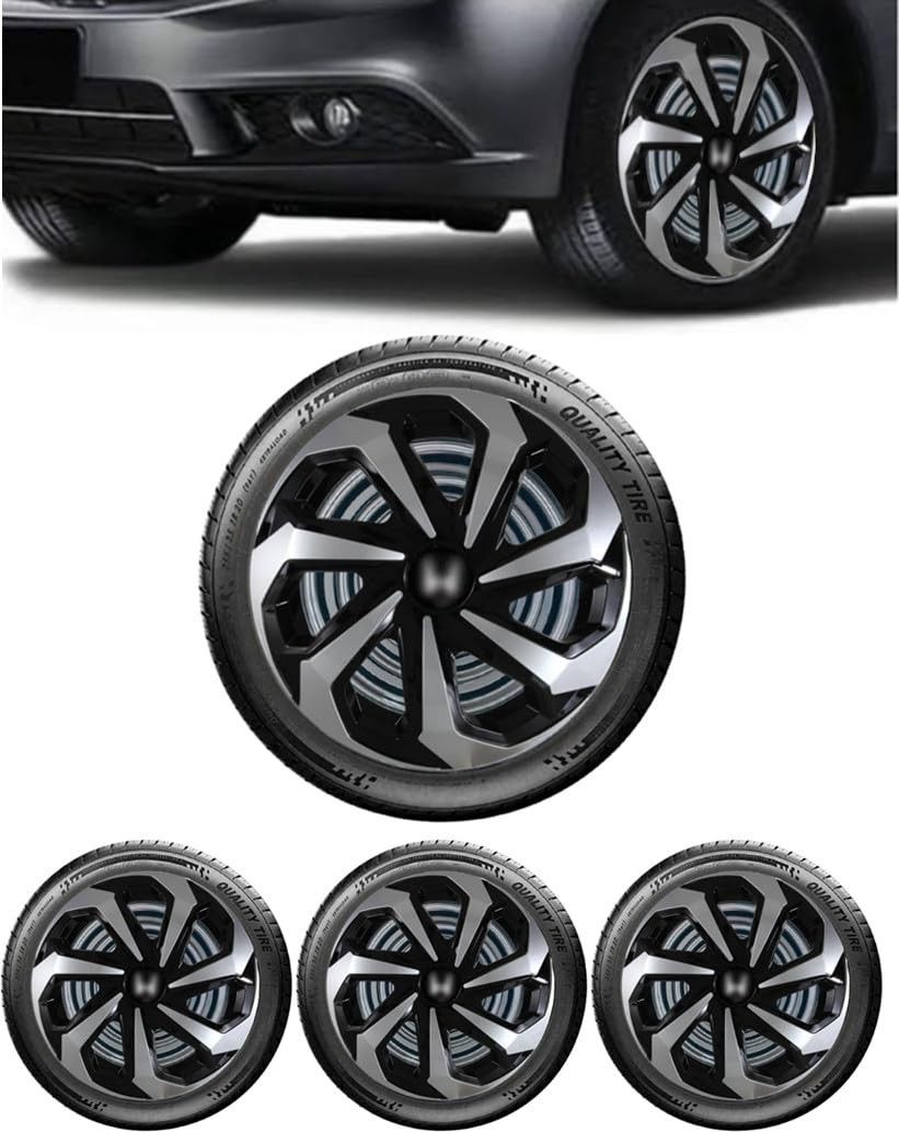 Jogo 4 Calotas Esportivas Spider Aro 15 Preto/Prata - Design Moderno para Fit, City e Civic