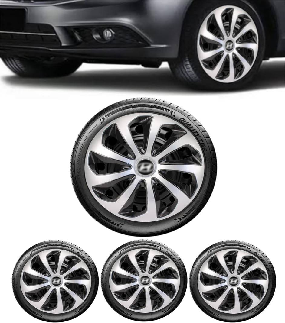 Jogo 4 Calotas Esportivas Velox Aro 15 Preto/Prata para Hyundai HB20, HB20S, HB20X