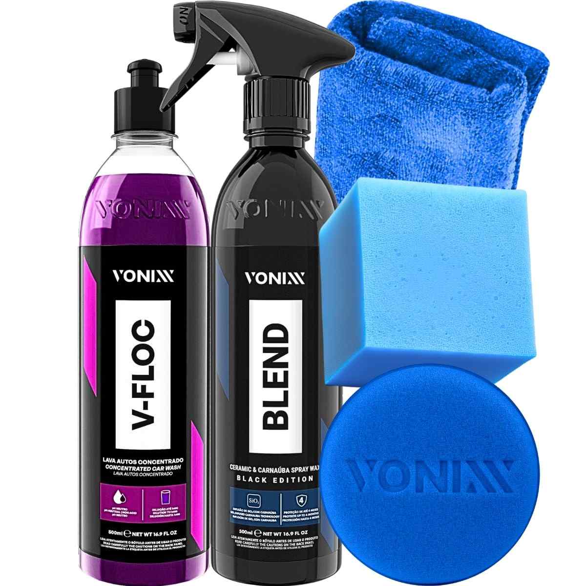 Kit Completo Vonixx: Blend Spray Black Edition + V-Floc para Carros Pretos