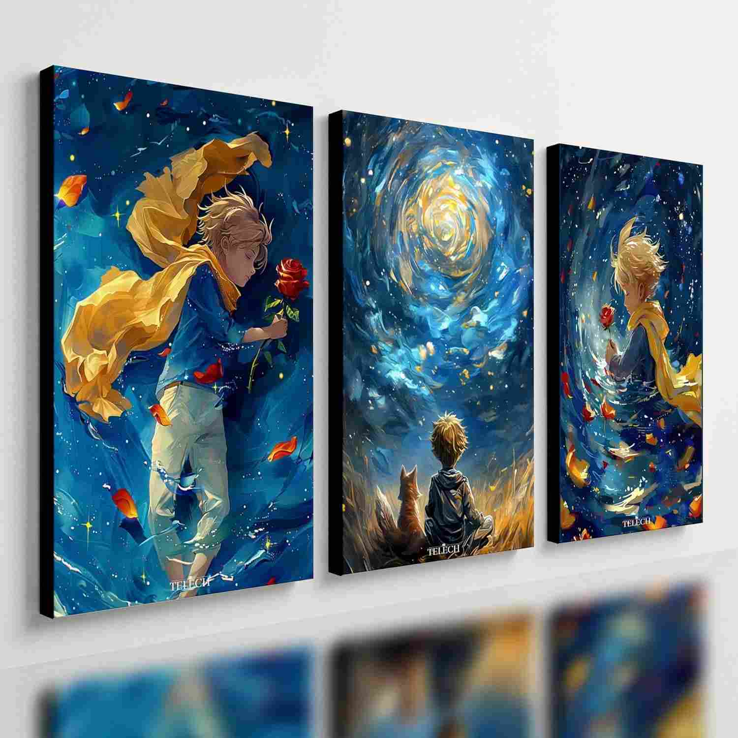 Kit 3 Quadros Pequeno Príncipe - Placas Decorativas para TV e Ambientes