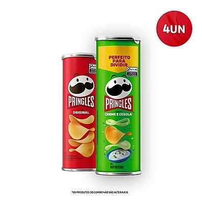 Pringles: Combo Original e Creme & Cebola (4 Unidades)