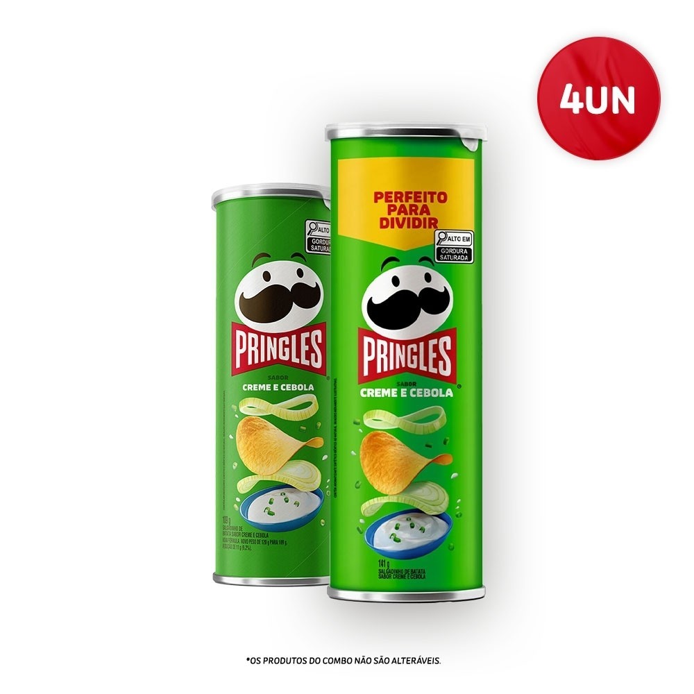 Pringles Creme e Cebola: Combo com 4 Latas!