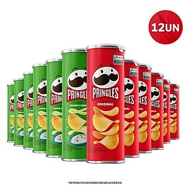 Pringles Kit: Original + Creme e Cebola (12 Unidades)