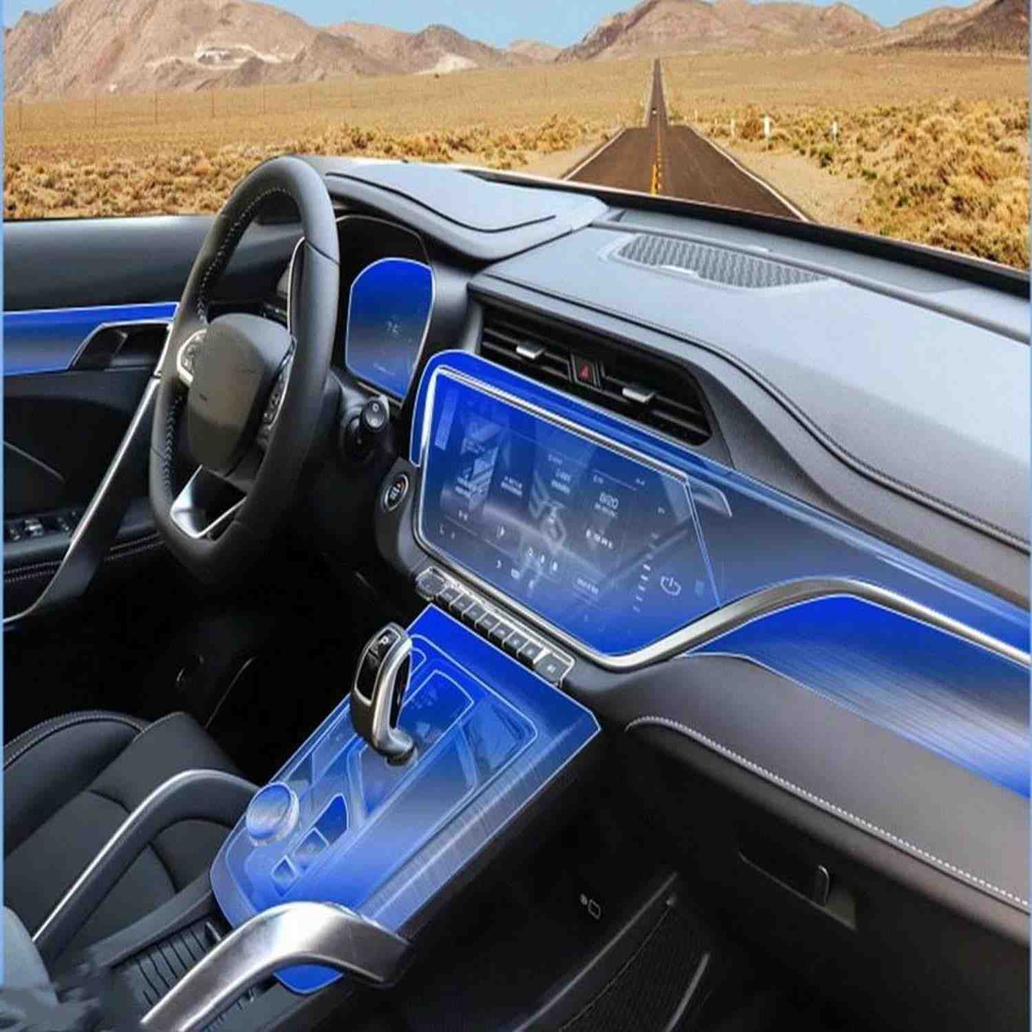Proteção Premium para Geely Atlas Pro Azkarra Boyue 2021-2023: Película TPU Anti-Risco para Painel e Engrenagem