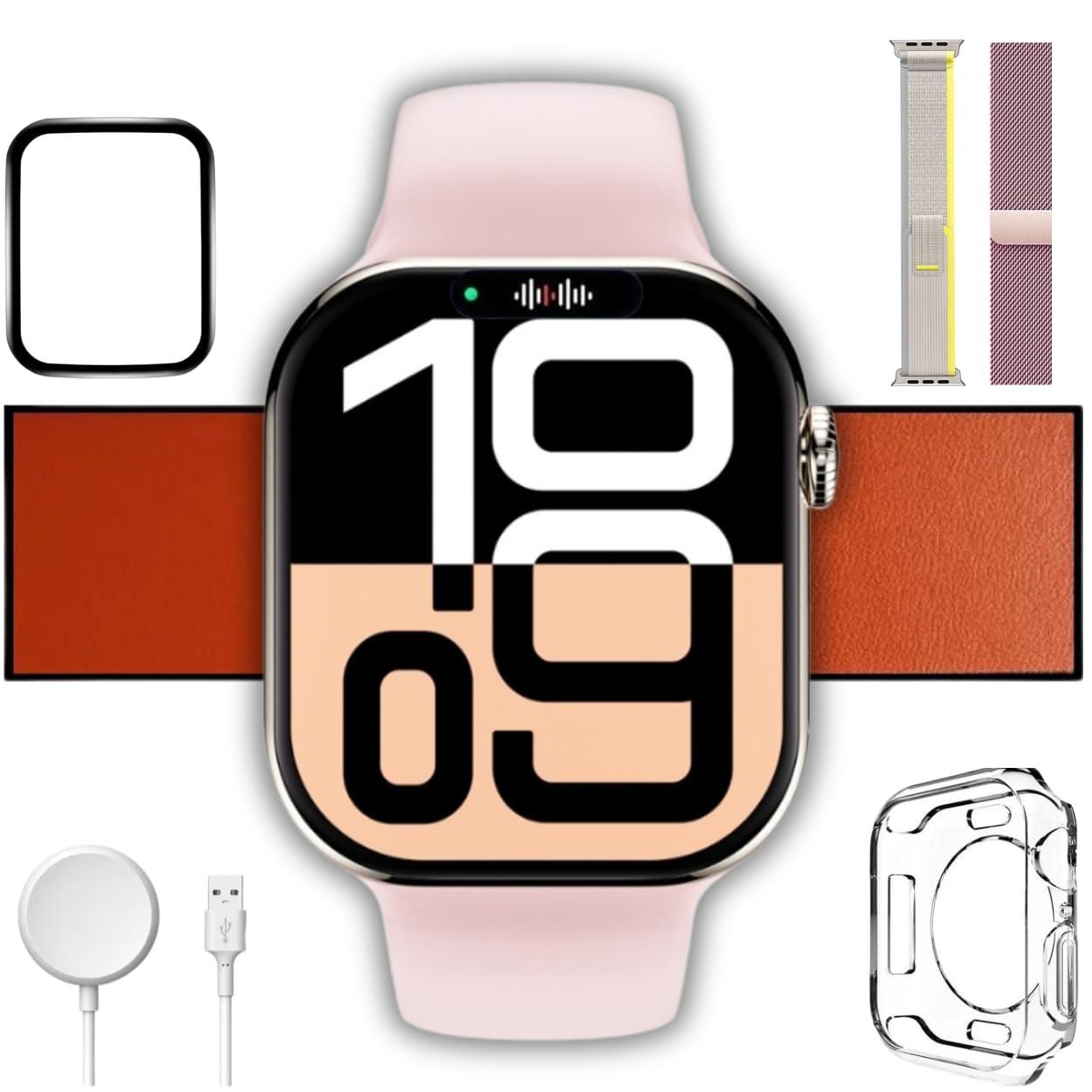 Smartwatch Microwear W10 Pro Mini 42mm AMOLED: GPS, NFC, ChatGPT e Brindes Exclusivos | Pulseira Fina (Rosa)