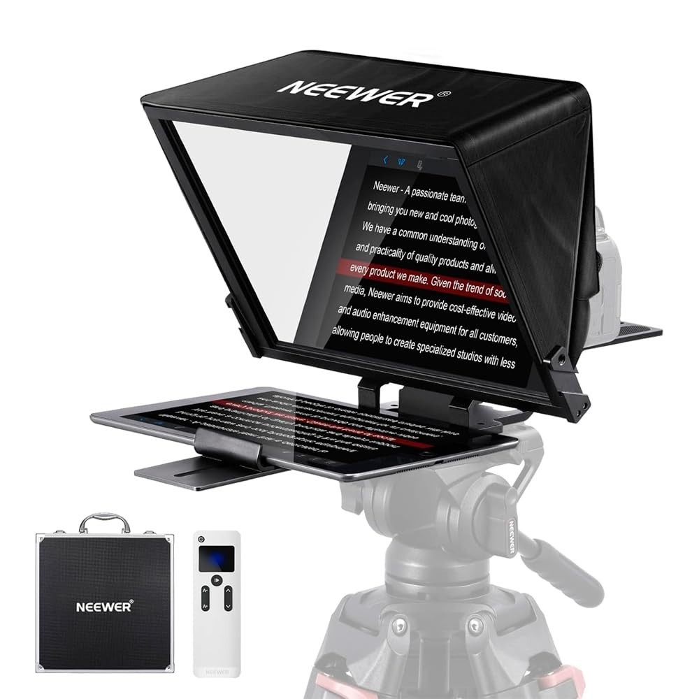 Teleprompter Neewer X14 Pro Dobrável: Grave com Profissionalismo em Tablets de até 14" | Preto
