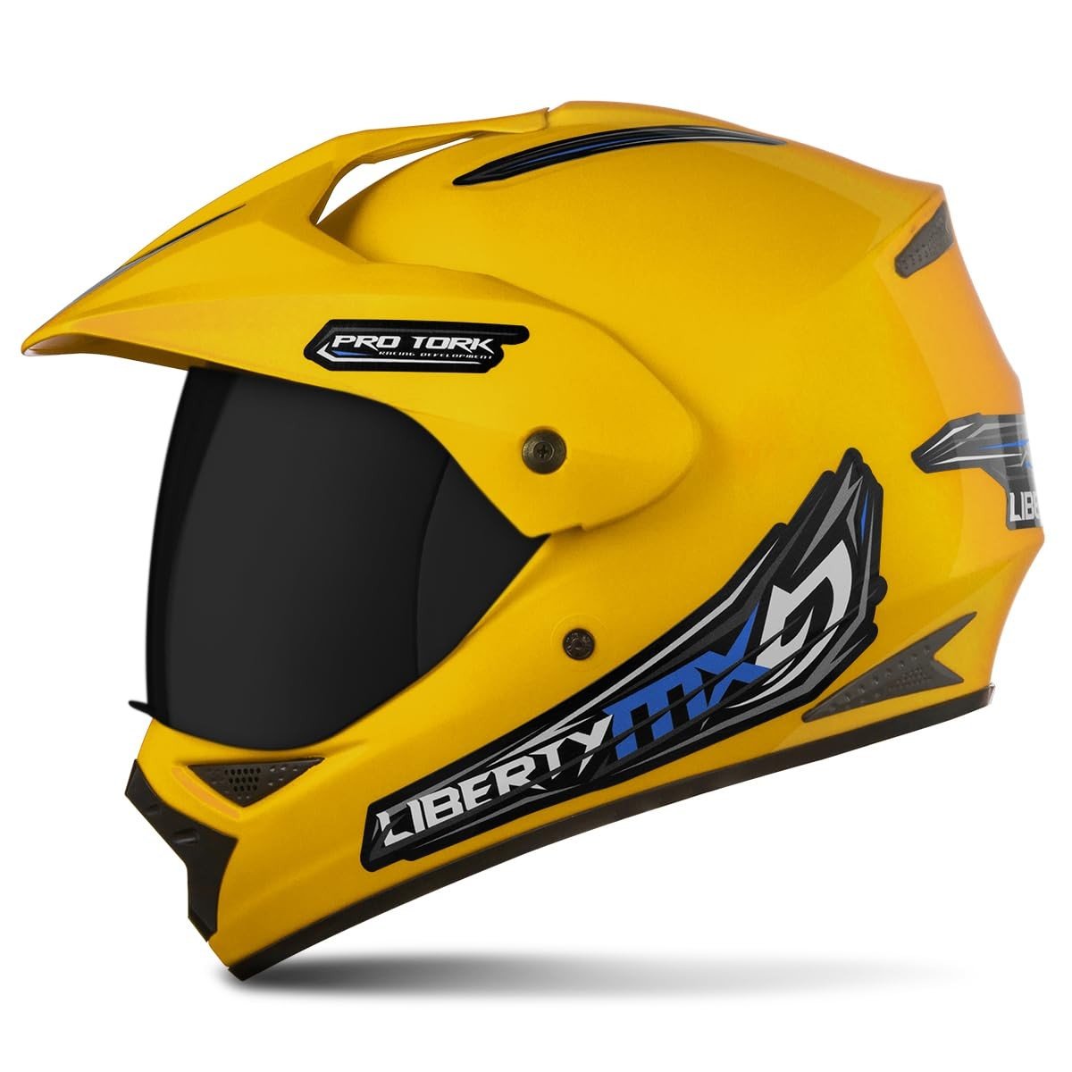 Capacete Fechado Pro Tork Liberty MX Vision Pro Amarelo - Segurança e Estilo para Seu Passeio (Tam. 60, Visor Fumê)
