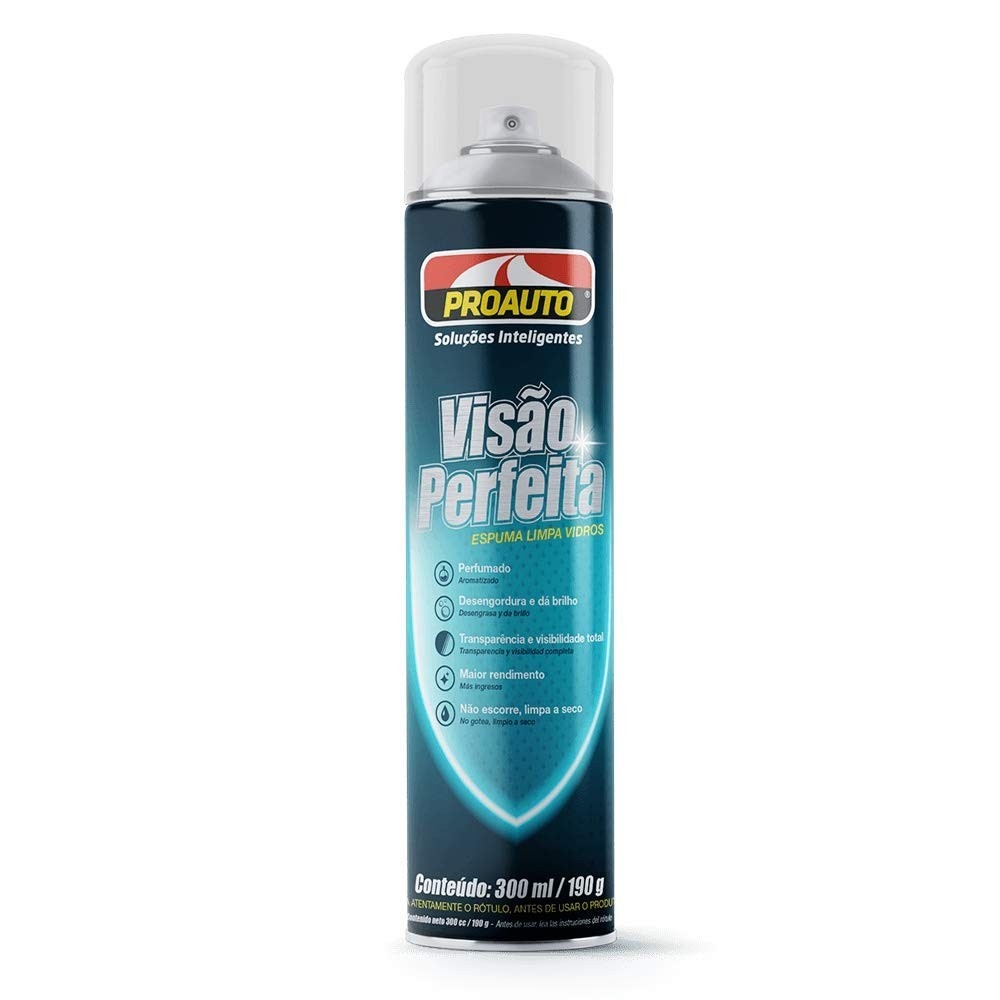Proauto Limpa Vidros Aerossol Visão Perfeita 300ml: Limpeza Impecável e Sem Manchas