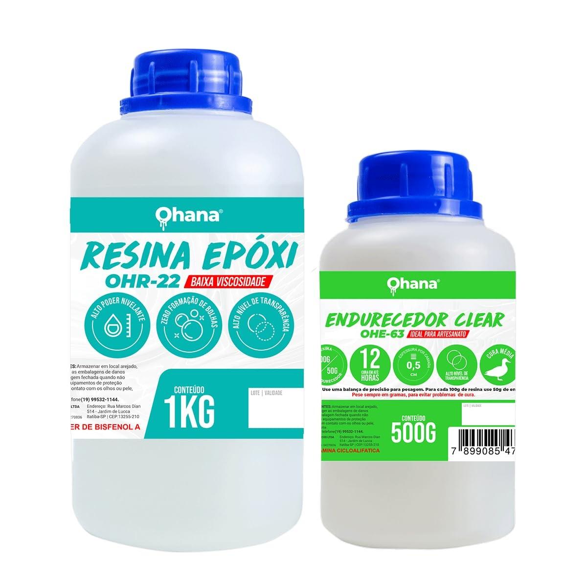 Resina Epoxi Ohana Baixa Viscosidade 1,5kg - Kit com Endurecedor para Projetos Profissionais