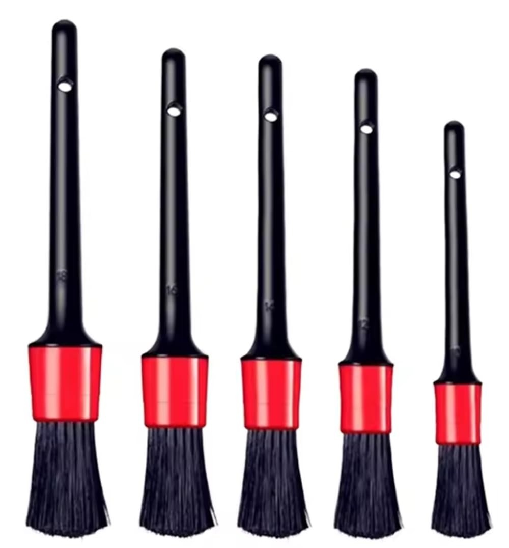 Kit 5 Escovas Automotivas: Limpeza Profissional Interna e Externa | Cerdas Macias