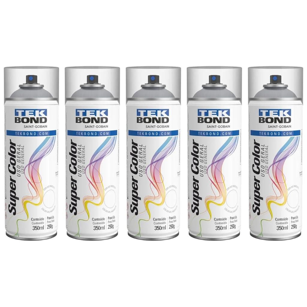 Kit 5 Verniz Spray TekBond Brilhante 350ml - Acabamento Profissional para Móveis, Madeira e Artesanato
