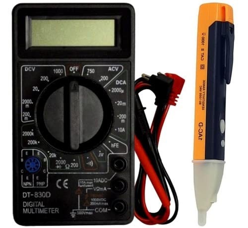 MB Kit Essencial: Multímetro Digital Profissional + Detector de Tensão Preciso