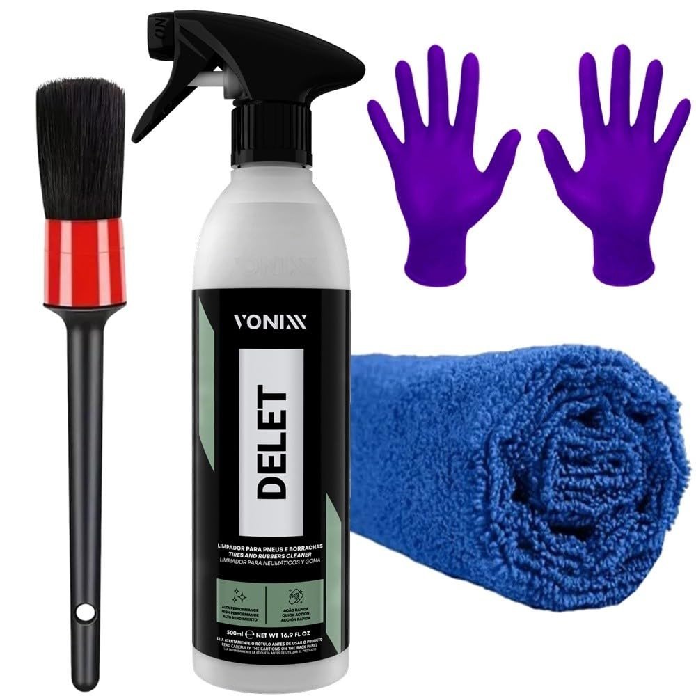 Kit Completo Vonixx: Limpeza Profissional de Pneus, Borrachas e Detalhes Automotivos