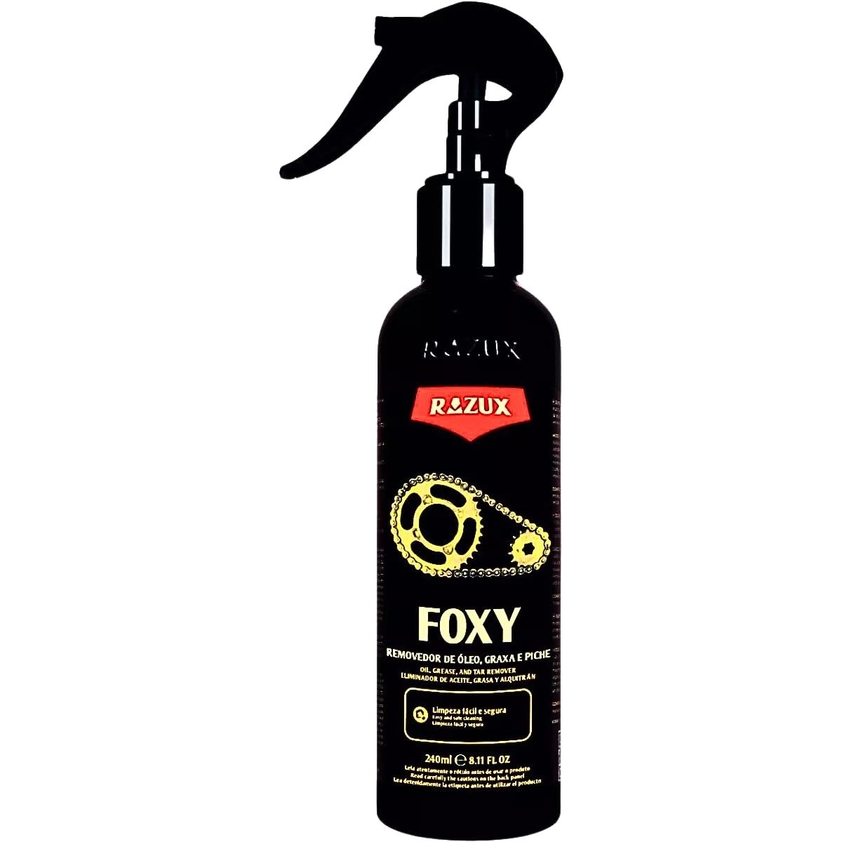 Removedor de Piche, Óleo e Graxa Foxy Razux 240ml: Limpeza Profissional para sua Moto