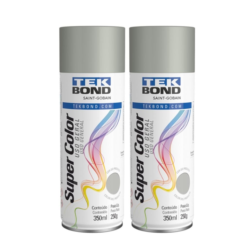 Kit 2 Tintas Spray Alumínio TekBond 350ml - Acabamento Profissional para Metais e Madeira