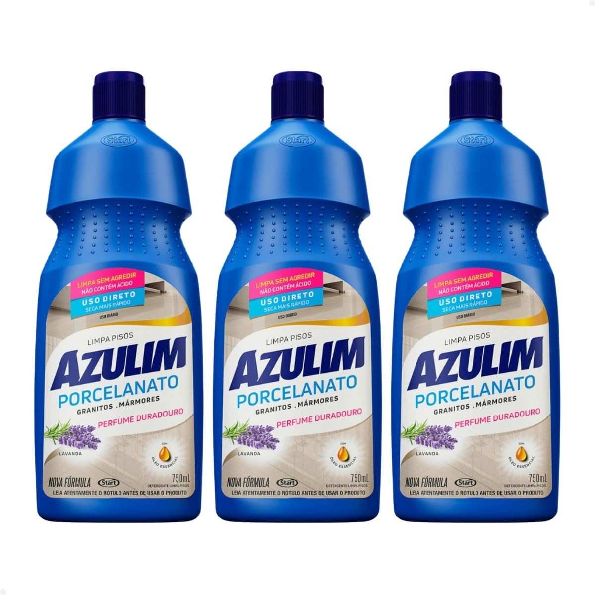 Kit 3 Limpa Porcelanatos, Grânitos e Mármores Lavanda 750ml - Brilho Duradouro e Limpeza Profunda
