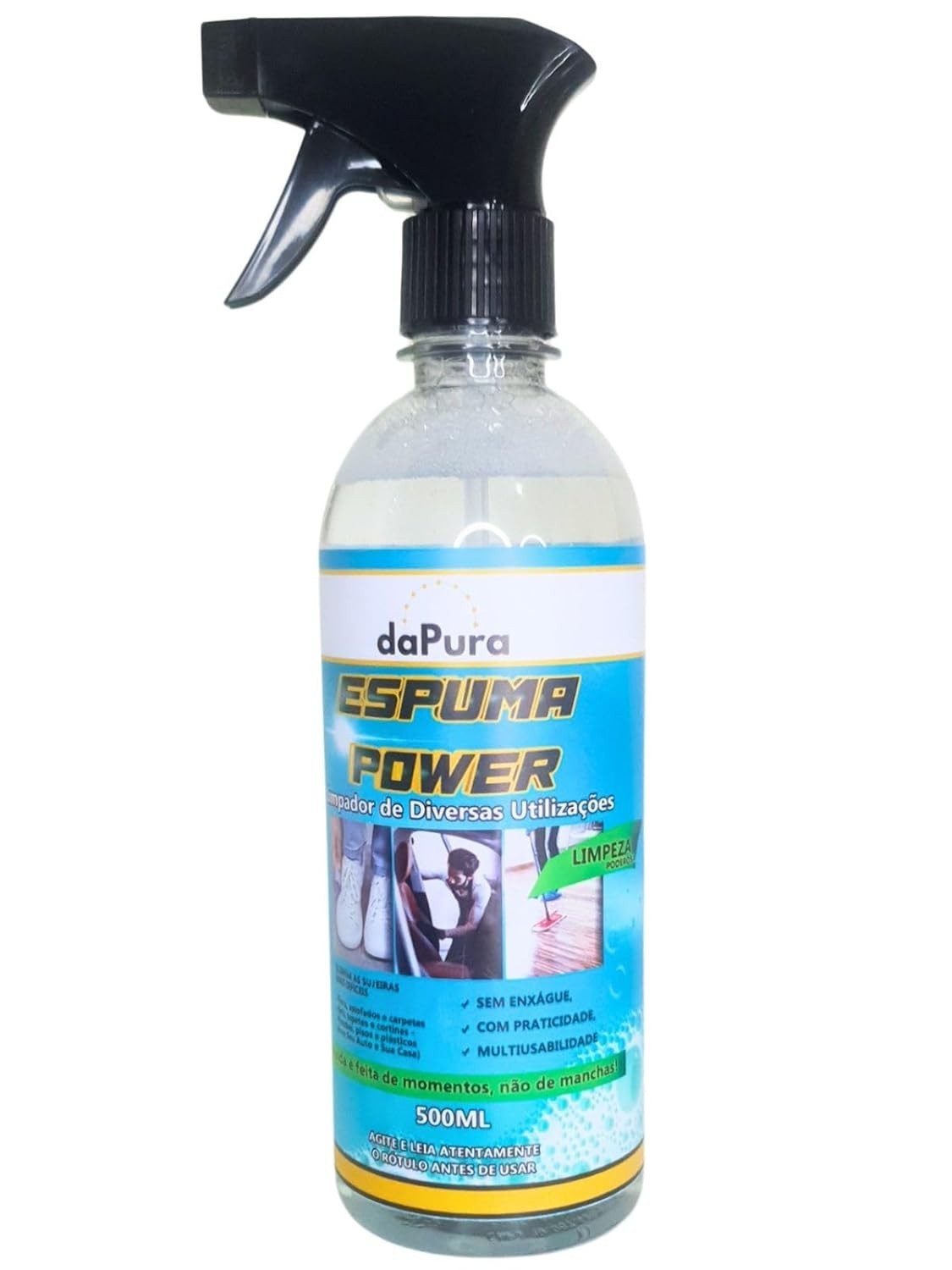 Espuma Power daPura - Limpeza Profunda e Versátil para Carros e Interiores - 500ml