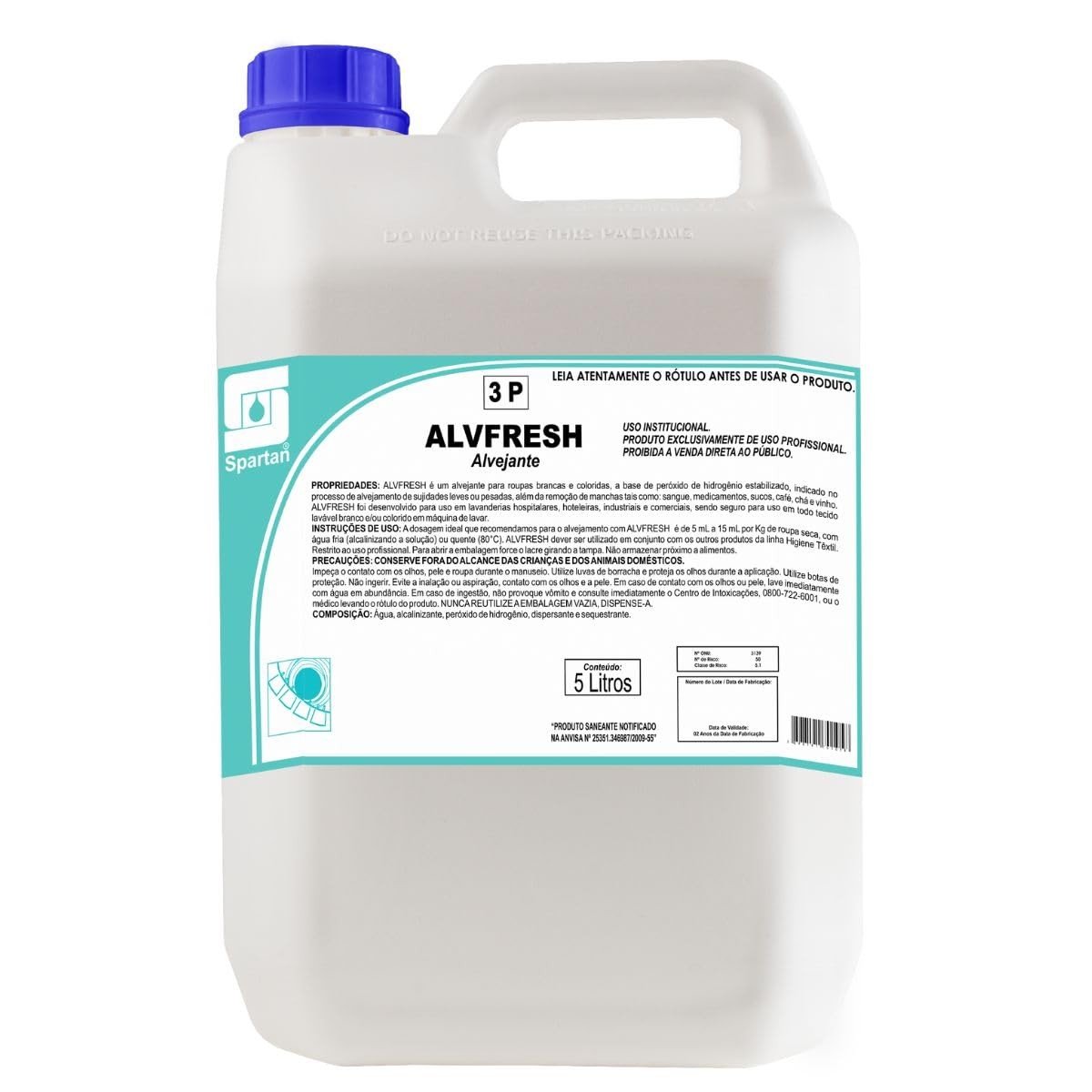 Alvejante Alvfresh 5L Spartan: Brancura Impecável e Limpeza Profunda