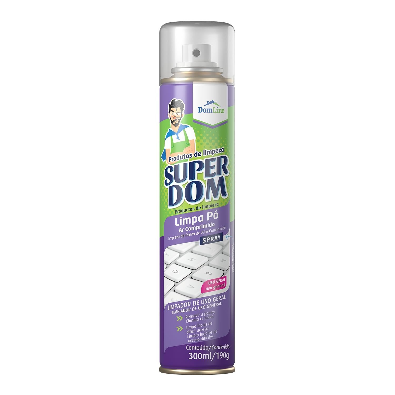 Dom Line Limpa Pó com Ar Comprimido - 300ml - Limpeza Profunda em Locais de Difícil Acesso