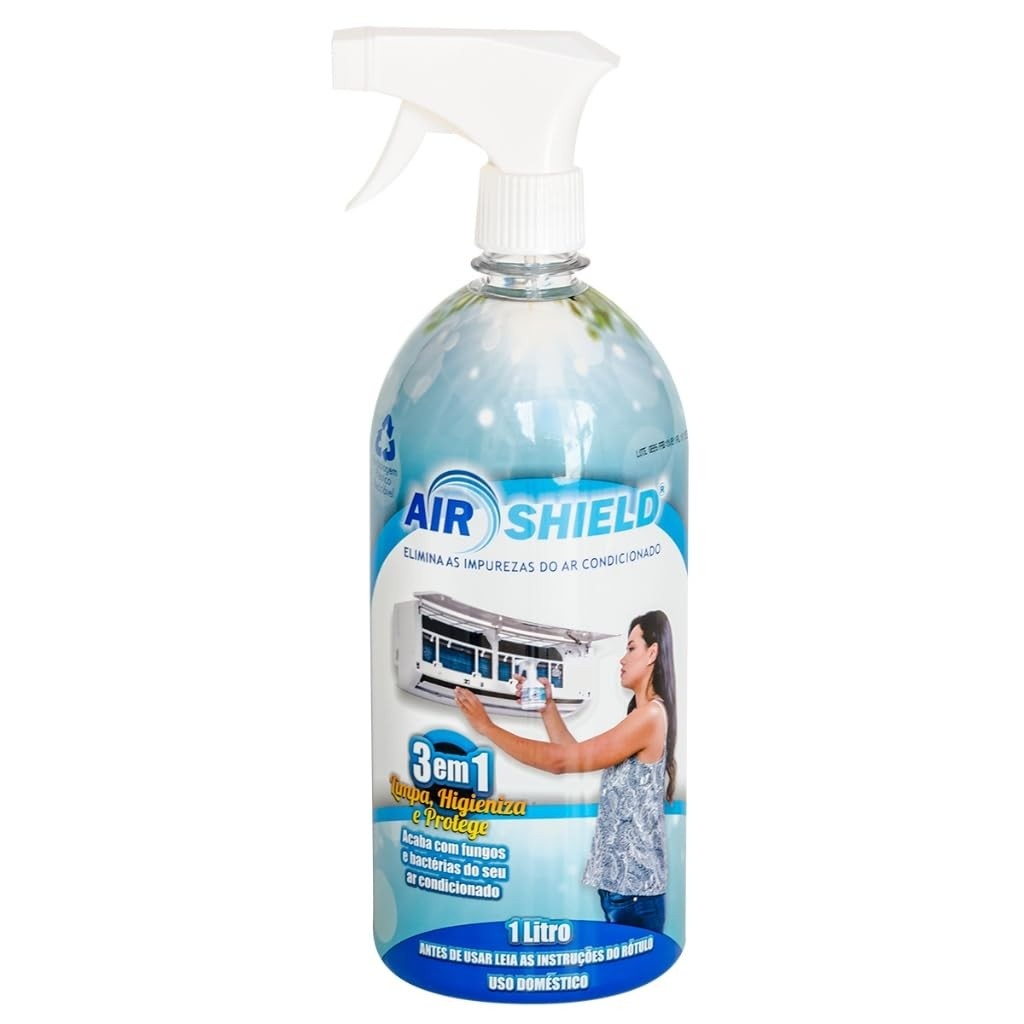 Air Shield - Limpeza Profunda para Ar Condicionado 1L com Gatilho | Fórmula 3 em 1 Anticorrosiva e Hipoalergênica