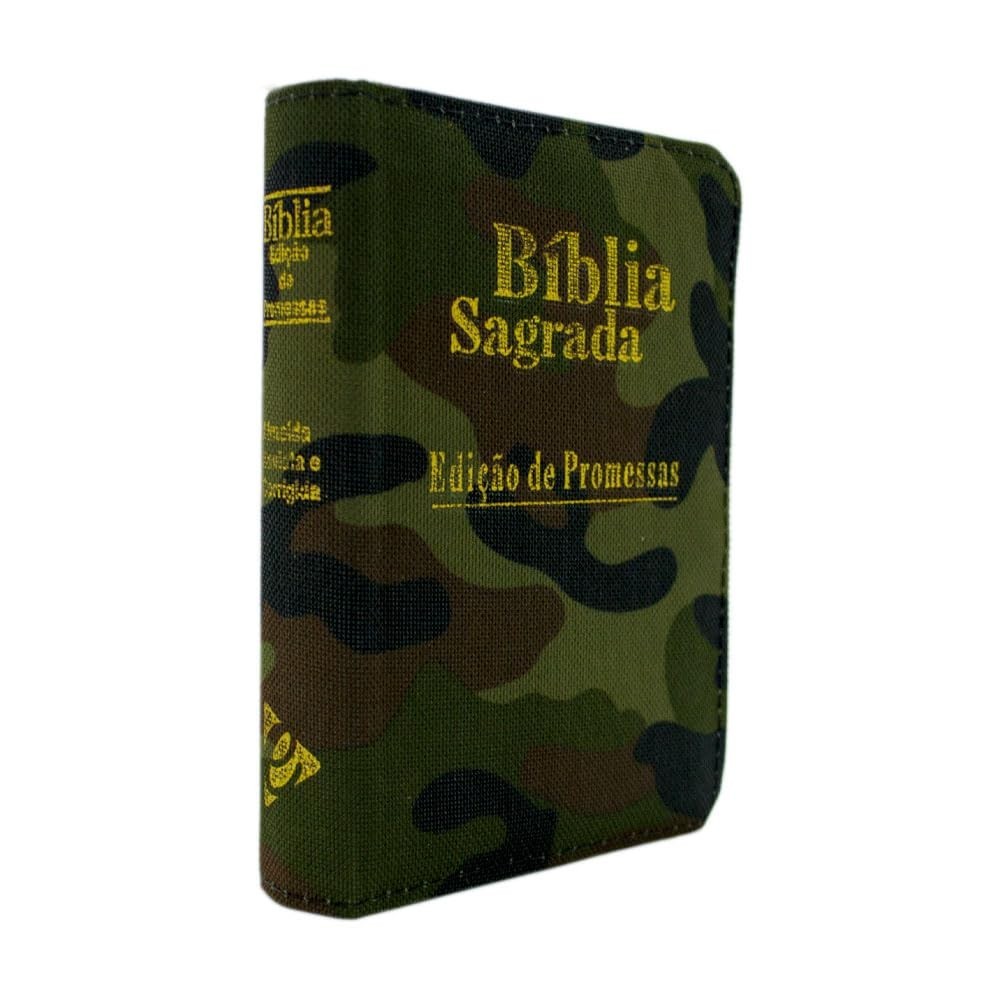 Bíblia Sagrada ARC Pequena com Zíper e Edição de Promessas Camuflada