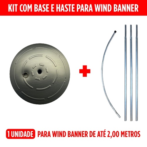 Kit Haste e Base para Wind Banner 2m - Promoção