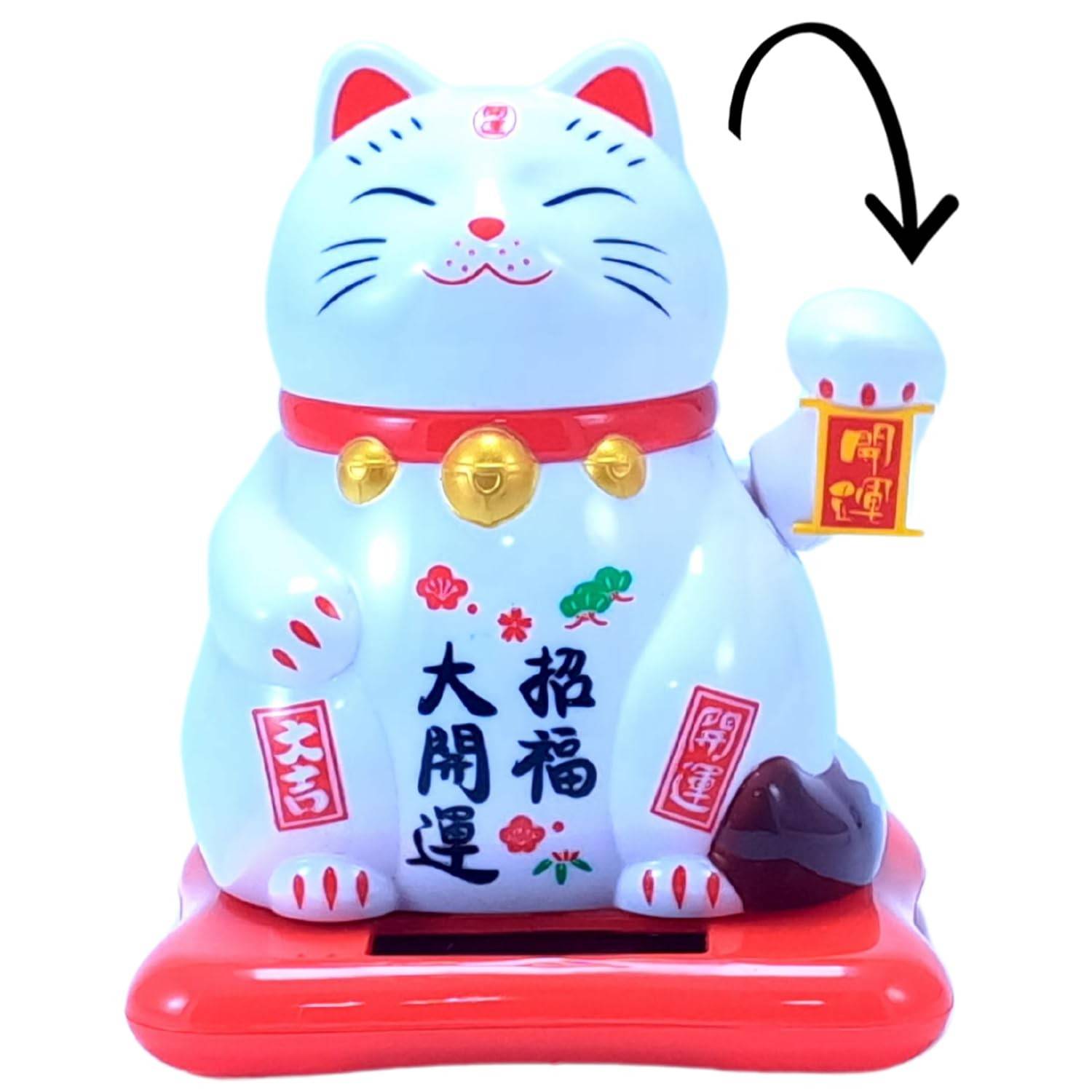Maneki Neko - Gatinho da Sorte Japonês com Mão Balançante | Atrai Prosperidade e Boa Sorte
