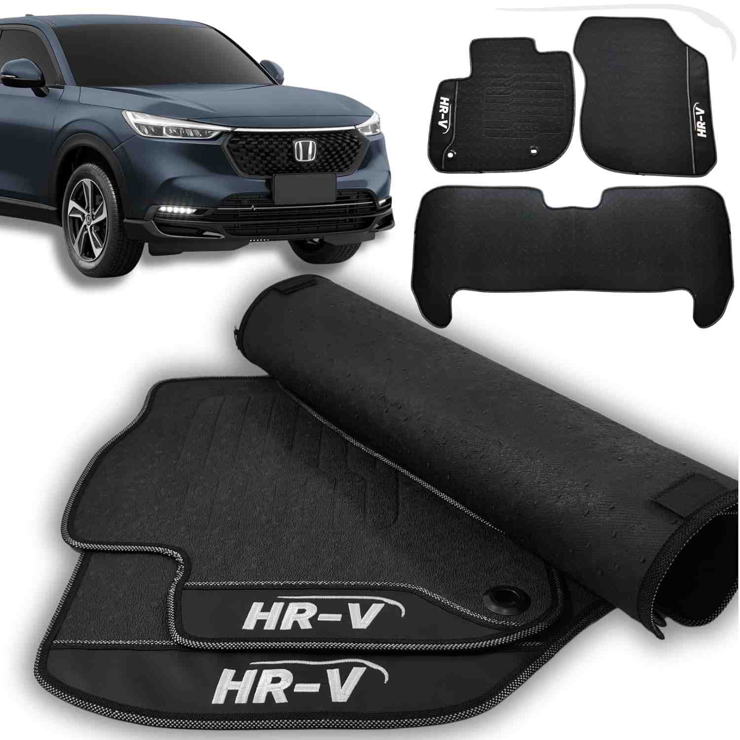 Tapete Emborrachado Premium HR-V Turbo Touring Advance 2023-2025: Proteção Impermeável 3 Peças