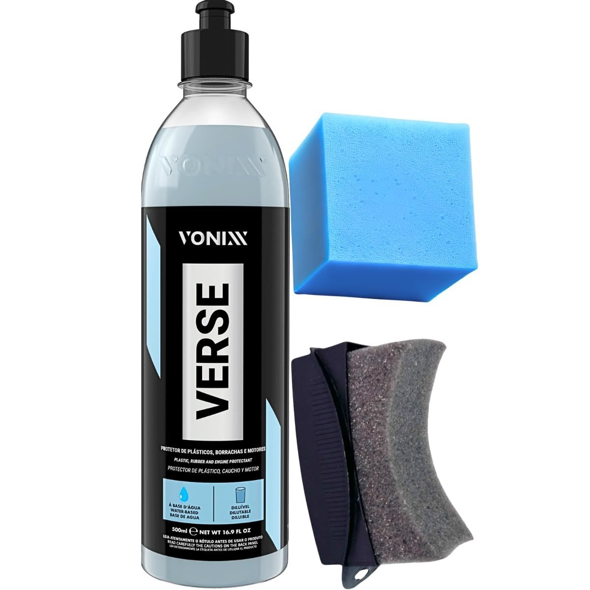 Verse Vonixx 500ml: Proteção e Brilho para Plásticos e Borrachas + Aplicador Zacs